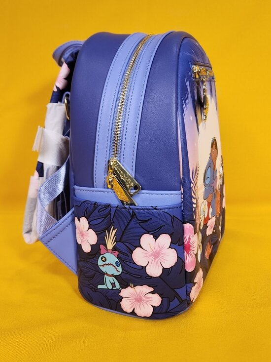 Loungefly Disney Lilo and Stitch Floral Sunset Scene Ducks Mini Backpack NEW